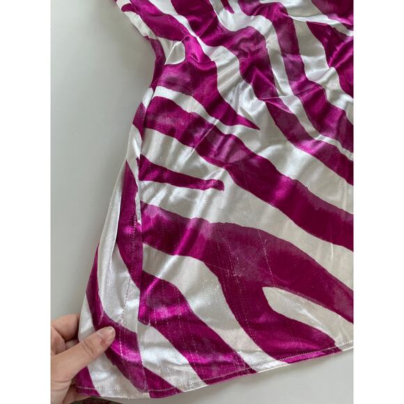 The East Order Dress Womens Medium‎ Rhea White Pink Zebra Print Satin Mini - Picture 11 of 15